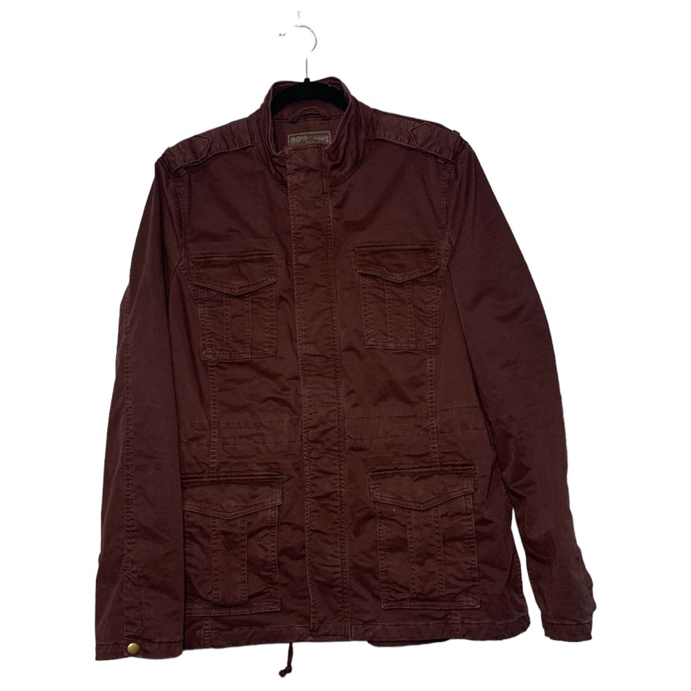 Lucky Brand Utility Jacket Womens Size XL Burgundy Cinch Waist Cotton Heavy Coat